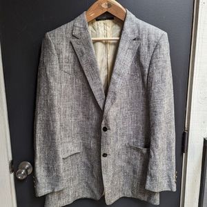 Vintage Marcial Mancillas Mens Blazer Sport Coat 44L Gray Herringbone Western